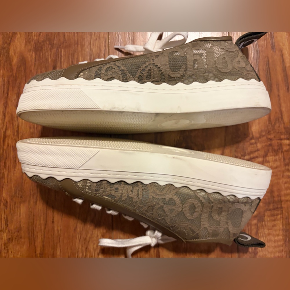 CHLOE | LAUREN lace scallop Sneakers in Dark Greige | SIZE 39 - Picture 11 of 14